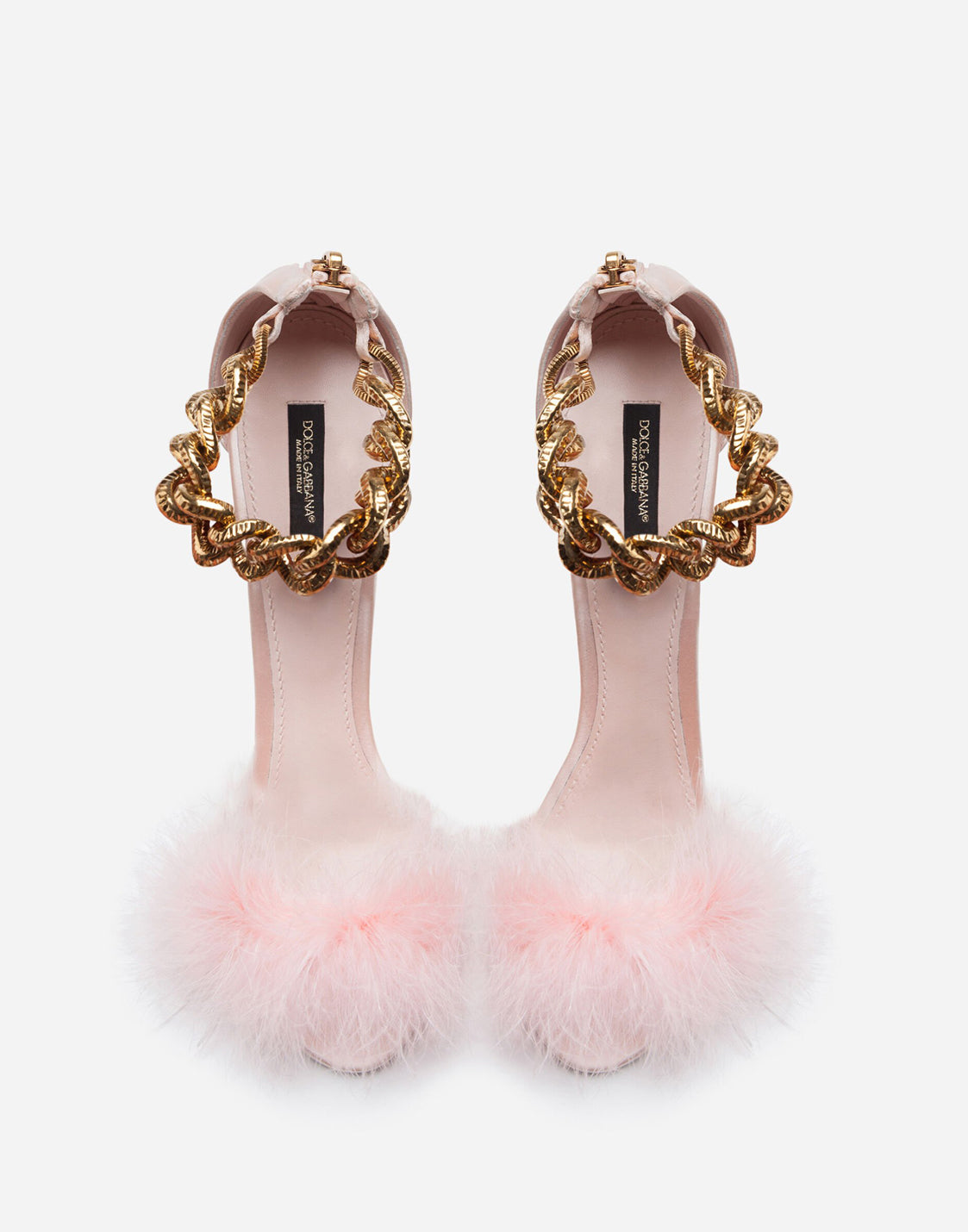 Marabou Sandals With Chain Embellishment