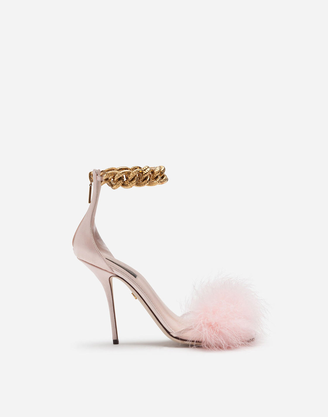 Marabou Sandals With Chain Embellishment