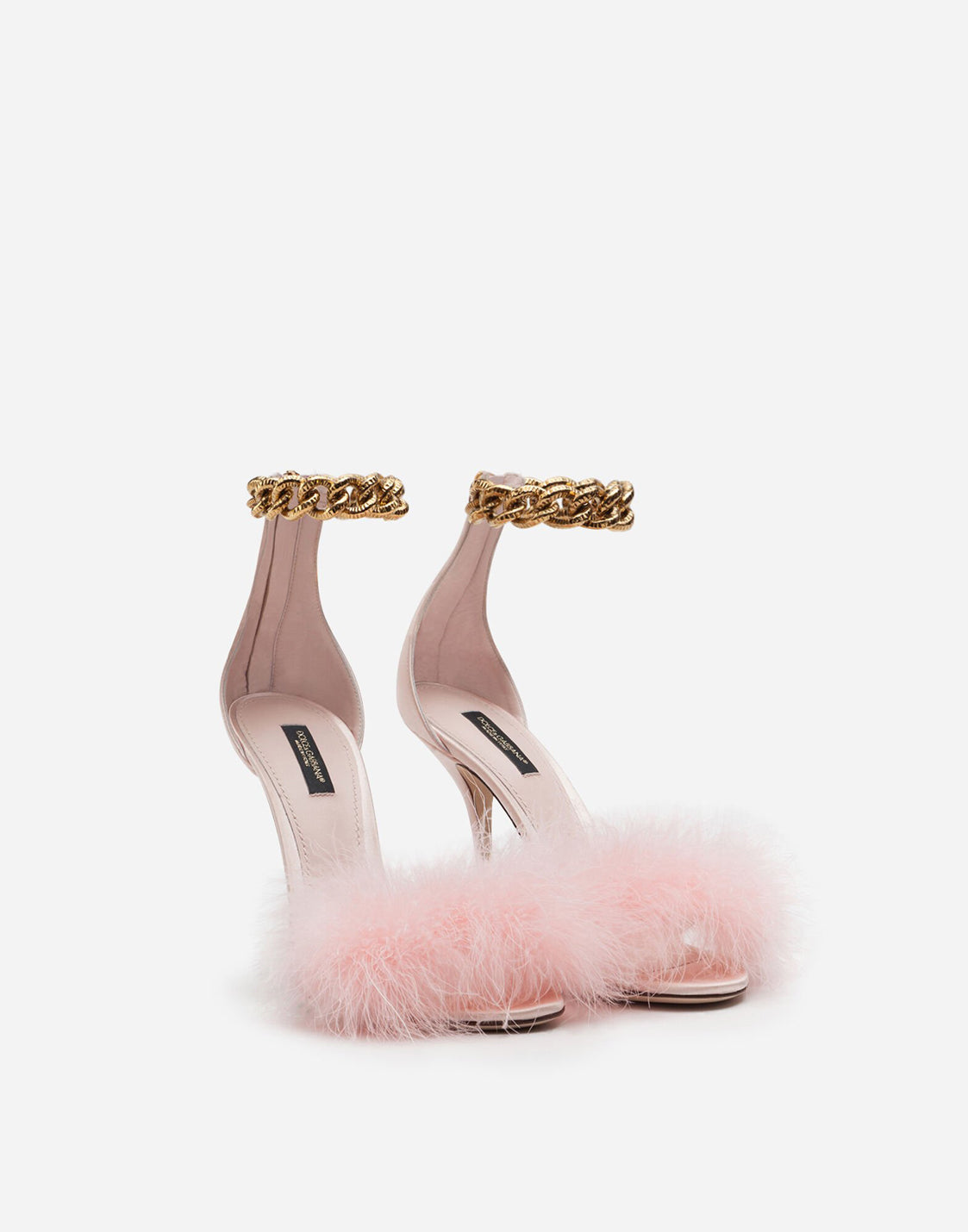 Marabou Sandals With Chain Embellishment