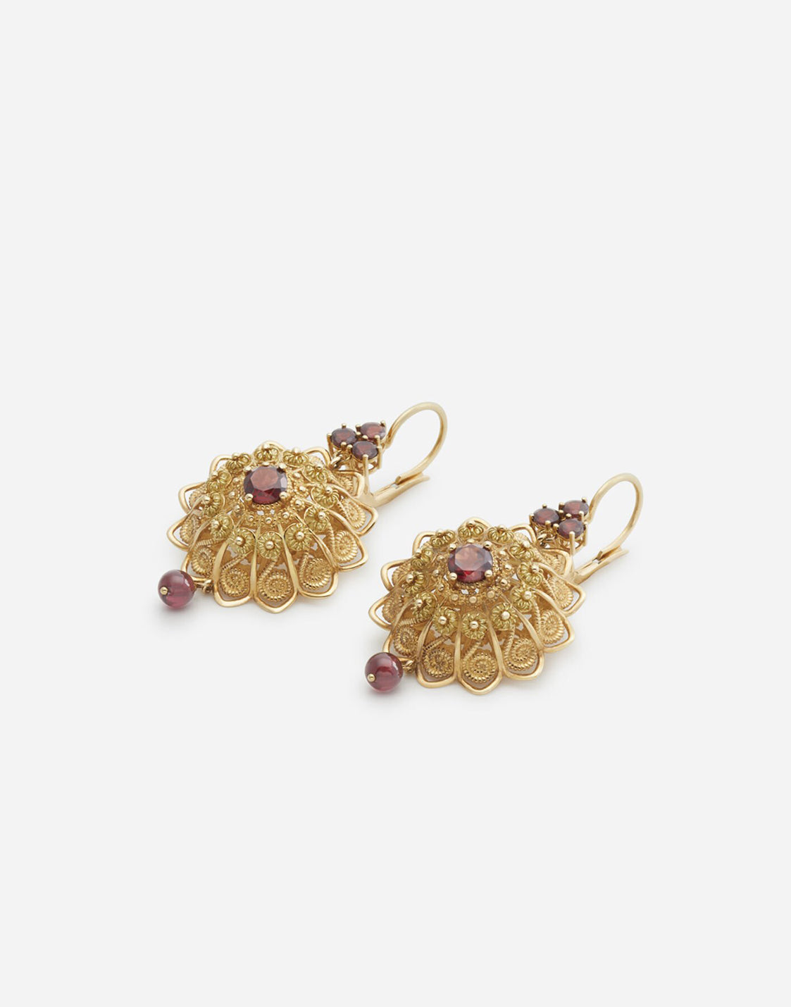 Pizzo Earrings In Yellow Gold And Rhodolite Garnets