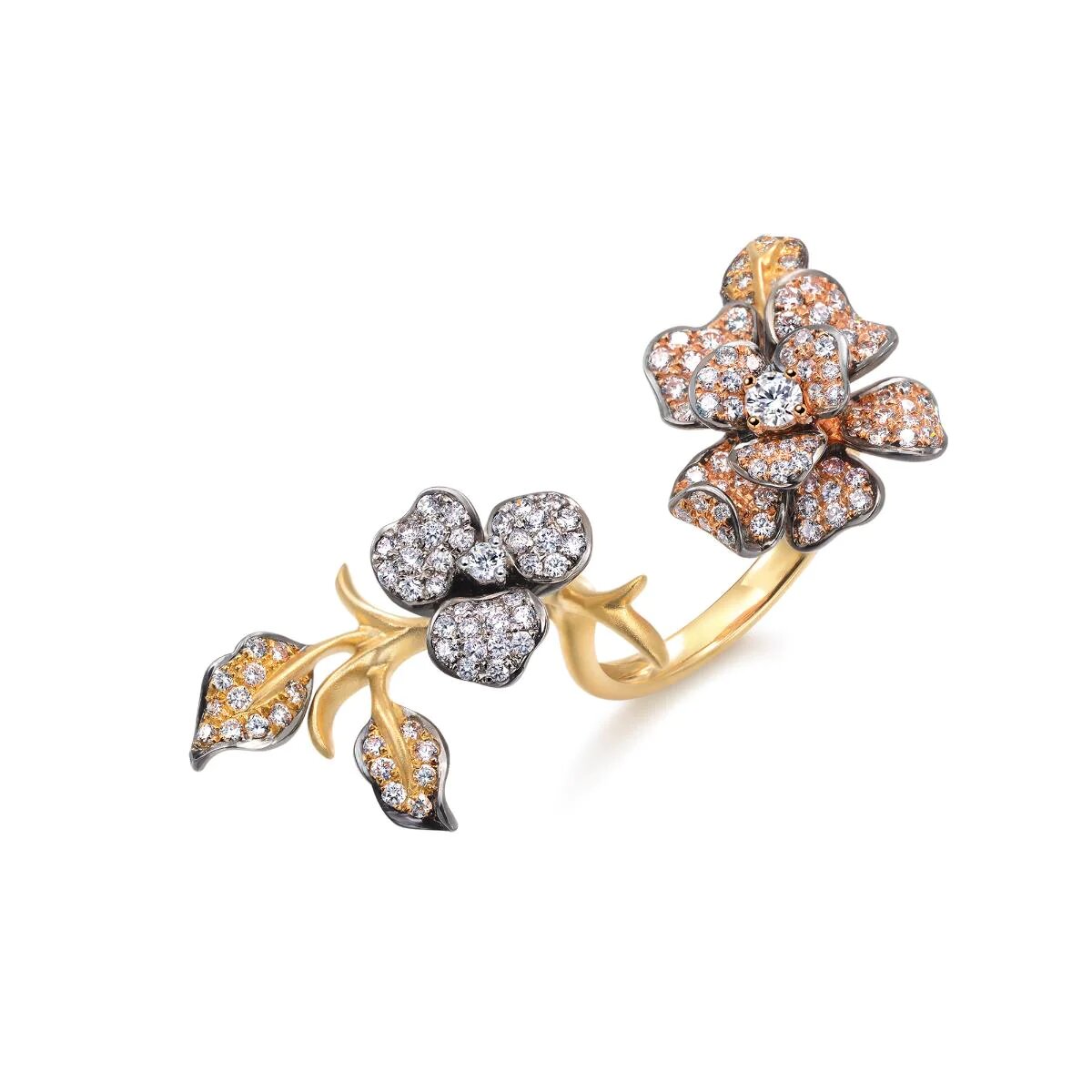 Brooch Gold Apricot Flowers